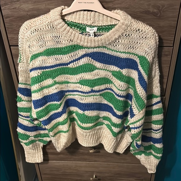 aerie Sweaters - Aerie Green and Blue Crew Neck Sweater (never worn)
